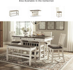 Signature Design by Ashley Bolanburg Double Upholstered Bench, Counter Height, Whitewash