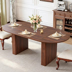 weselon 78.7" Oval Dining Table for 6-8 People, Large Kitchen Dining Table with Fluted Pedestal Base, Modern Minimalist Dining Room Table with 3-Piece Tabletop, Walnut (Chairs Not Included)