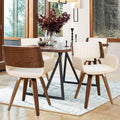 LUNLING Swivel Accent Faux Leather Dining Chairs Set of 4,Mid Century Modern Chairs with Wooden Legs/Armrest/Upholstered Seat/Adjustable Foots for Kitchen Dining Room Desk Chairs,Beige