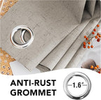 H.VERSAILTEX Linen Blackout Curtains 63 Inches Long 100% Absolutely Blackout Thermal Insulated Textured Linen Look Curtain Draperies Anti-Rust Grommet, Energy Saving with White Liner, 2 Panels, Stone
