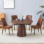 45'' Round Dining Table for 4 - Modern Farmhouse Kitchen Table with Cone Pedestal Base,Walnut Wood Dining Table for Small Spaces,Round Kitchen Table Ideal for Dining Room or Apartment