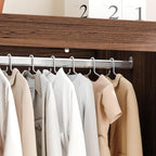 70" Tall Wardrobe Closet with 3 Doors & 3 Drawers, Farmhouse Armoire with Hanging Rod, Wooden Armoire Wardrobe Closet for Bedroom, Freestanding Clothing Storage Cabinet, Brown
