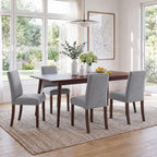 Upholstered Dining Chairs Set of 4, Mid-Century Dining Room Chairs with Wooden Legs, Farmhouse Fabric Parsons Chairs for Small Space Restaurant & Cafe- Gray