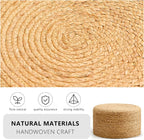 Wimarsbon Round Pouf Ottoman, Natural Hand Knitted Footrest Poof, Rustic Lounge Pouffe, Boho Pous Foot Stool, Accent Table or Seat (Natural Water Hyacinth, 17.7 * 17.7 * 9.84)