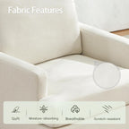 VKNOW Mid-Century Accent Chairs Set of 2, No Tools Assembly Required, Modern Upholstered Polyester Armchairs for Living Room & Bedroom, Comfortable Reading Chairs with Wood Legs, Beige