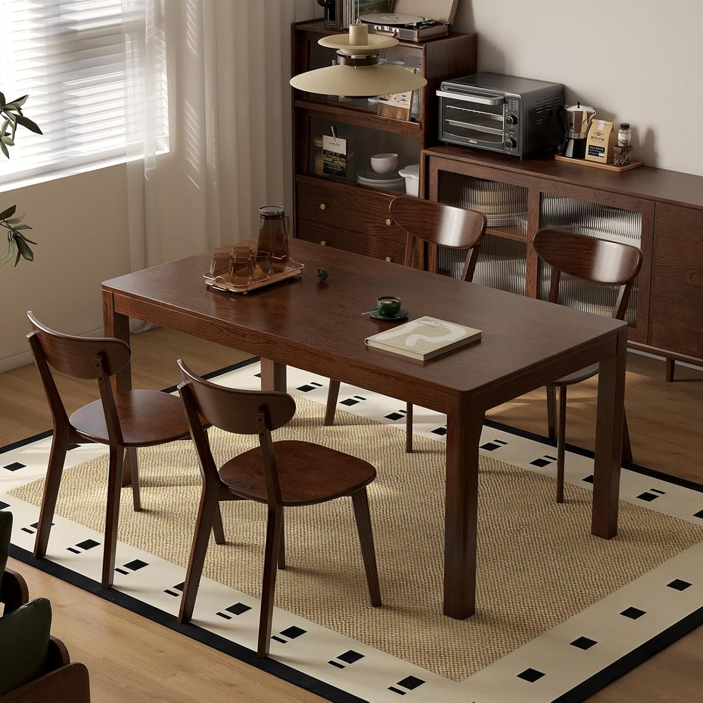 Dining Chairs, Kitchen Chairs, 100% Oak Solid Wood Modern Chair with Curved Backrest Kitchen & Dining Room Chairs Modern Chair for Living Room (Walnut, 6 Pack)