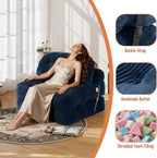Folding Sofa Bed, Convertible Sleeper Chair with Back Support and Pillow | Foldable Couch for Living Room/Guest Use/Home Office, Foldable Chair Bed for Adults, Navy