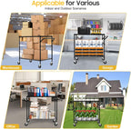 WDT 2-Tier Utility Cart with Wheels, Metal Cart with 1000LBS Capacity, NSF Heavy Duty Rolling Cart, Commercial Grade Serving Tool Storage Carts for Warehouse Garage Kitchen, 24"D x 40"W x 39"H, Black
