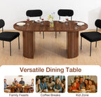 HOMMPA 70.8" Oval Dining Table for 4 6 Person Kitchen Table with Semi-Cylindrical Legs Base Large Wooden Round Dining Room Table Modern Farmhouse Dinner Tables for Kitchen Dining Living Room Walnut