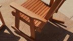 Wooden Patio Rocking Chair with Comfortable Backrest Inclination, High Backrest and Deep Contoured Seat, Solid Fir Wood, Heavy Duty 600 LBS, for Both Outdoor and Indoor (Natural)