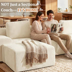 159" L Shaped Oversized Couch, Comfort Cloud Sectional Couches for Living Room, Modular Sofa High Back & Extra Deep Seat, No Assembly, Chenille (Warm White, 159 inch-L Shaped（4+1）)