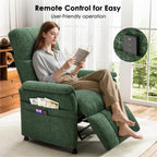 AMADA HOMEFURNISHING Power Recliner Chair for Adults, Adjustable Modern Chenille Reclining Chair with Side Pockets, Remote, Footrest, Thick Seat Cushion for Home Theater, Living Room, Bedroom & RV