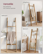 VASAGLE Blanket Ladder Decorative Farmhouse for The Living Room, 5-Tier Ladder Shelf, Ladder Rack for Storage and Decor, Honey Brown ULLS018K41