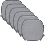 SleepMan Outdoor 17"x16" Chair Cushions with Ties Set of 6, Water Resistant All Weather U-Shape Seat Pads for Patio Garden Furniture Indoor Fade Resistant Patio Cushions (Light Grey)