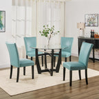 Parsons Solid Wood Dining Chairs Set of 6 with UP High Back, Kitchen Chairs with Upholstered Seat, Holds Up to 300 Lbs,Accent Chairs Easy Assembly, Light Blue CY1331HL