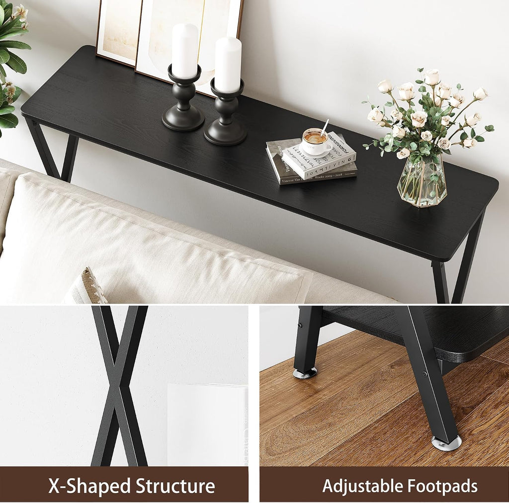 Console Table with Storage Shelf, Narrow Entryway Table, Behind Couch Tables, Thin Sofa Tables for Living Room, Hallway, Bedroom, Foyer