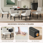 COLAMY Modern Dining Room Chairs Set of 4 with Mid Back and Wood Legs, Upholstered Kitchen Chairs for Dining Room/Living Room, Beige