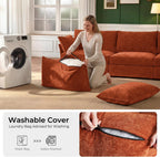 ABCASA L-Shaped 4-Seater Modular Sectional Sofa with Movable Storage Ottoman, Comfy Cloud Couch Set in Terracotta Orange Chenille for Living Room