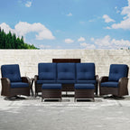 Joyside Wicker Patio Furniture Set, 6 Piece Outdoor Furniture Set with Thickened Cushions, High Back, Deep Seating, Wide Armrest, Outdoor Swivel Rocker Chairs for Porch, Deck