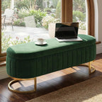 65" Velvet Storage Ottoman Bench End of Bed for Bedroom Entryway Green | Velvet Large Storage Solid Wood with Metal Leg 300 lbs Weight