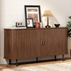ONBRILL 63" Sideboard Buffet Cabinet, Sliding Door/Adjustable Shelf, Walnut