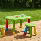 Relaxdays Children's Furniture Set, 1 Children's Table, 2 Stools, Wipe-Clean, Lightweight Plastic, Seating Corner for Children's Room, Colourful