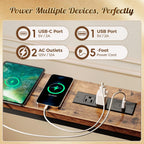 Huuger 118 Inch Sofa Table with Power Outlets, Skinny Behind Couch Table | 5.9 Inch Narrow Entryway Table, Extra-Long Console Table, Behind the Couch Table with Outlet for Living Room, Rusitc Brown