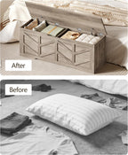 Extra Large Storage Chest, Storage Bench with 2 Safety Hinges | 51.2" Storage Trunk Supports 330 lb, Wooden Farmhouse Blanket Storage for Bedroom, living room, entryway, Greige