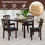 Giantex 5-Piece Dining Table Set for 4, 47" Rectangular Kitchen Table & 4 Chairs with Rubber Wood Legs, Upholstered Seat, Space-Saving Dinette Set for Small Spaces, Living Room, Apartment, Restaurant