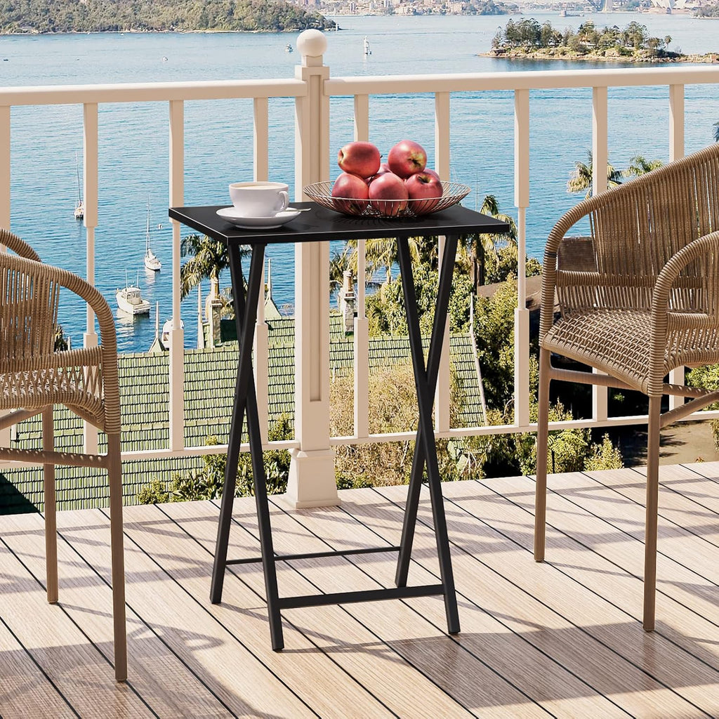 HOOBRO Folding TV Tray Table, Stable Snack Table for Small Space, Portable Sofa Side Table, Easy Assembly and Storage, Ideal for Snacks and Meals in Living Room, Black BK15BZ01