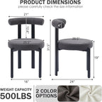 Boucle Dining Chairs Set of 4 Kitchen & Dining Room Chairs(Gray) | Mid Century Modern Upholstered Dining Chairs with Curved Backrest and Black Metal Legs