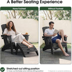 Adirondack Ottoman Footrest for Adirondack Chair, All-Weather HDPE Outdoor Foot Stool, Folding Patio Ottoman for Lawn, Garden, Deck, Backyard, Black