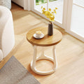 Kinfant Accent Side Table - Vintage Wood End Table Sofa Table with Bottom Shelf for Living Room, Bedroom, Office (1-Pack-White and Brown)