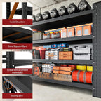 RAVIGIN 5000LBS Storage Shelves,71" W Garage Shelving Heavy Duty Metal Adjustable Garage Shelves, Shelving Units Industrial Shelving for Warehouse,71" W x 24" D x 70" H,Black