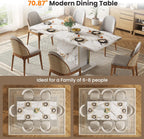 HOMISSUE 70" Faux Marble Dinner Table，Rectangle Modern White Dining Table for 6-8 People，Large Kitchen Furniture Table with Sturdy Base for Dining Room, Living Room, White