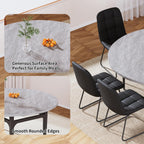 HIPIHOM Expandable Folding Dining Table Set, 55-Inch Round to Square Table with 6 Upholstered Chairs, Metal Frame, for Dining Room or Apartment (Round Table + 6 Black Modern Dining Chairs)
