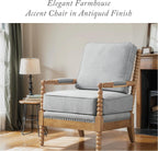 Madison Park Donohue Midcentury Modern Accent Chairs Padded Solid Wood Armrest and Frame Oakwood Finish, Upholstered Seat, Bedroom, Family or Living Room, 25.5" W x 32" D x 35.75" H, Light Blue