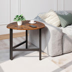 Giantex Triangle End Table, Wood Side Table with Metal Legs, Sofa Couch Accent Tables, Small Coffee Table for Small Space Living Room, Nightstand for Bedroom, Rustic Brown & Black