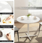 Round Dining Table Kitchen Table for 4 People 30 inch Circle Mid Century Modern Table with Sturdy Metal Base for Small Spaces Dining Room Living Room Office Farmhouse Water-Resistant, White