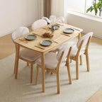 Karl home 5-Piece Dining Table Set for 4, Solid Wood Frame, Nature | Mid-century modern dining table with chairs, padded seats & backrests,compact design, for kitchen/small apartment/dining room