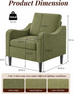 LEVELEVE Accent Arm Chair – Olive Green, Upholstered Scooped Comfy Reading Chair for Living Room, Bedroom, Apartment, Waiting Room