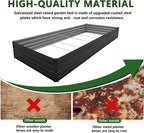 12×4×1FT(2PCS) Galvanized Raised Garden Bed Kit, Metal Planter Boxes，Large Outdoor Planters Garden for Planting Vegetables,Flowers,Herbs -Black