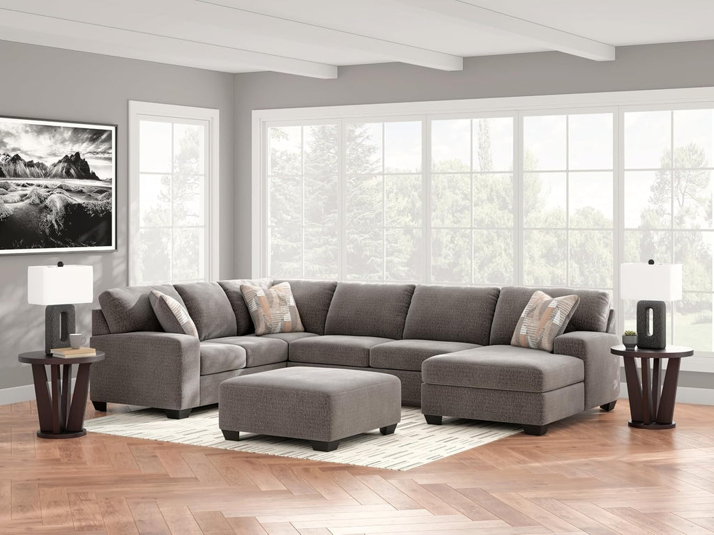 Signature Design by Ashley Revenna Casual Square Upholstered Oversized Accent Ottoman, Gray