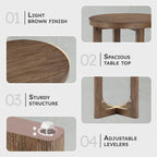 Lexicon Modern Round End Table, 20 Inch Dia. Wood Living Room Side Table, Walnut Veneer, Sturdy Geometric Wood Base, for Living Room/Lounge/Office/Waiting Area, Easy Assembly, Light Brown