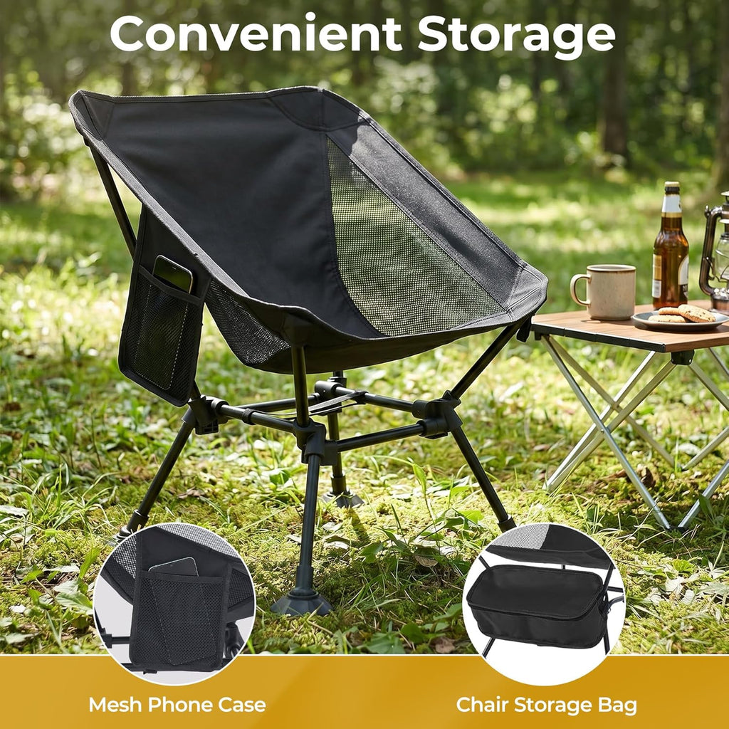 Camping Ultralight Chair,Folding Compact Chair with Anti-Sinking Large Feet and Storage Bag,Backpack Chair for Hiking,Travel,Beach