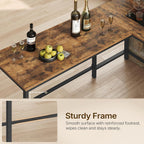 YATINEY L-Shaped Bar Table Chairs Set, 78.7" Bar Height Table and 2 Chairs, Convertible Bar Table with Stools for Kitchen, Corner, Apartment, Easy to Assemble, Rustic Brown and Black BT14BR