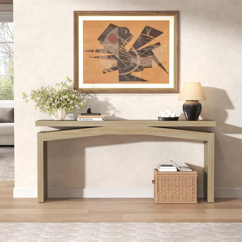 Epecoya 63 Inch Console Table for Entry Way Modern, Light Tan Wood | Farmhouse Entrance Tables Narrow Long, Wooden Couch Table Behind Sofa for Entryway, Living Room