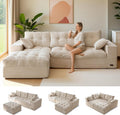MAXYOYO Couch, 96-Inch L-Shaped Cloud Couch with Ottoman | Beige Layered Cushioning and Flexible Modules Create an Upholstered Sofa in a Box with No Assembly for Spacious Living Rooms.