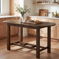 63" Solid Wood Kitchen Island, Island Table with Oval Tabletop | Farmhouse Wooden Stationary Island Table for Kitchen, Living Room, Dining Room, Easy Assembly, 39.37" Height, Vintage Brown