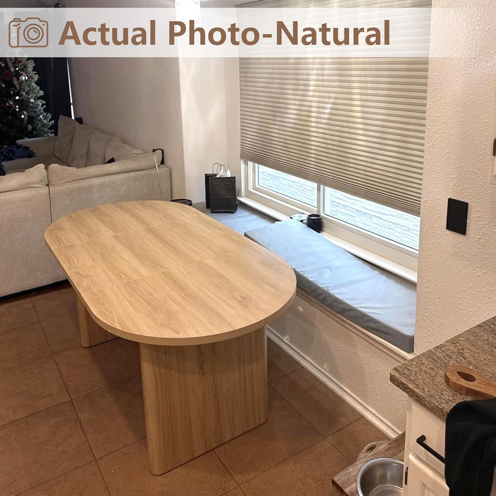 GarveeHome Oval Dining Table for 6-8 People, Long Large Kitchen Table with Thick Sturdy Wooden Base, Farmhouse Dining Room Table for for Kitchen, Living Room, Office (70.87" Long,Natural)
